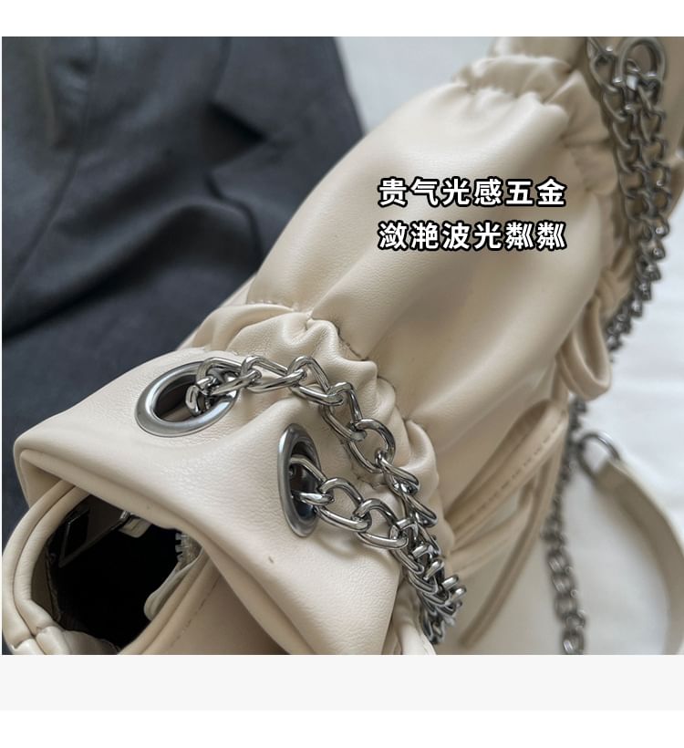 Chain Strap Bow Shoulder Faux Leather Bag