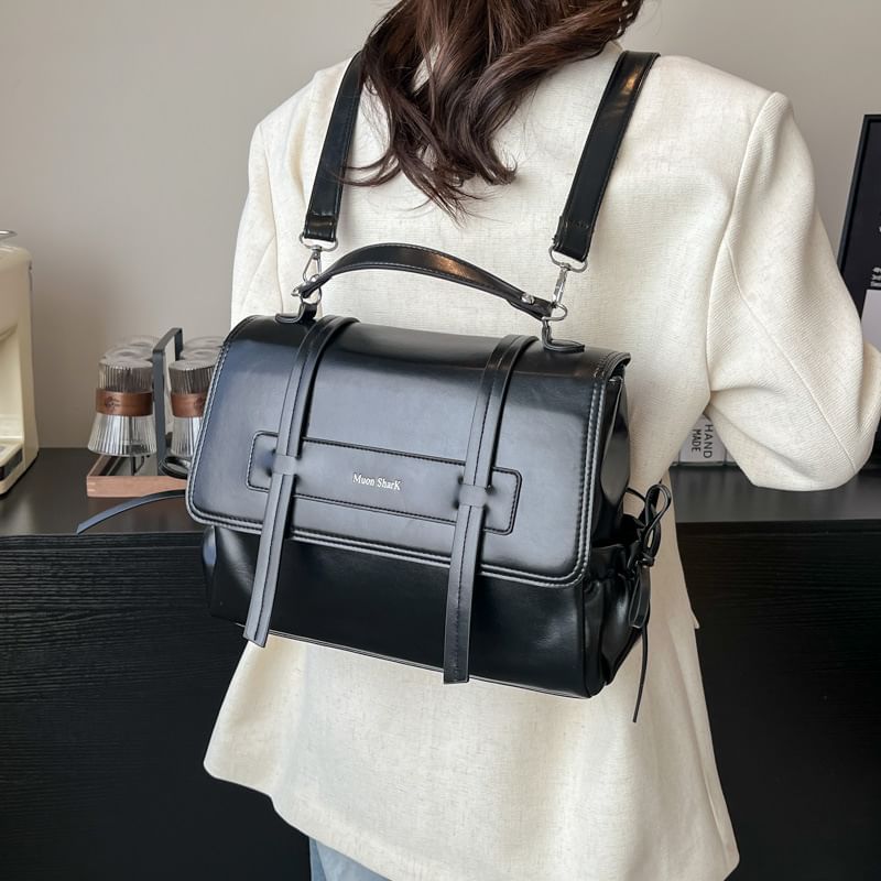 Backpack Faux Leather Lettering