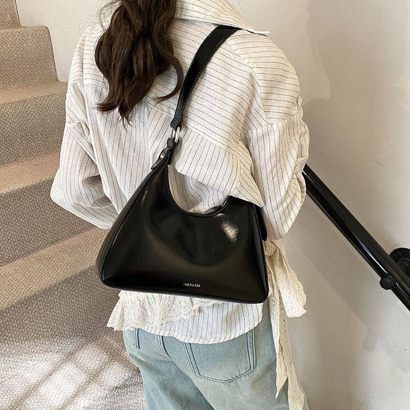 Lettering Leather Bag Faux Tote