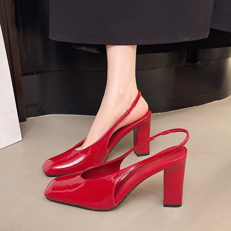 Chunky Mules Slingback Heel