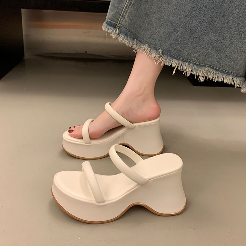 Slide Wedge Sandals Platform Heel