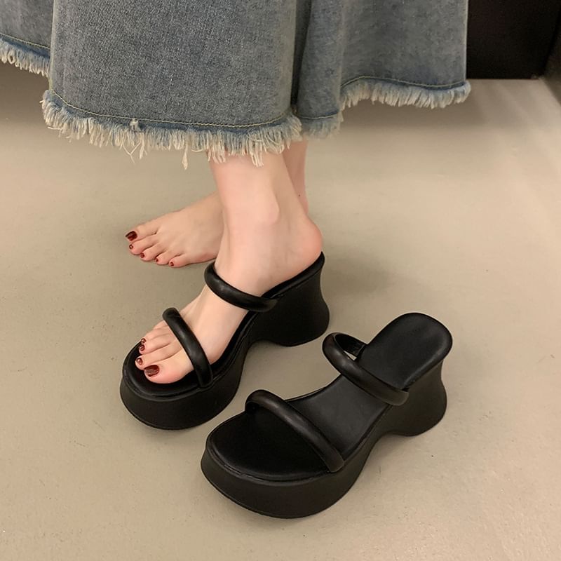 Slide Wedge Sandals Platform Heel