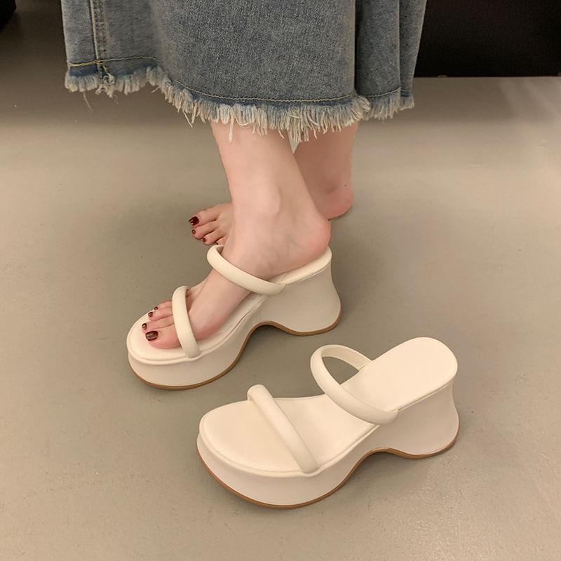 Slide Wedge Sandals Platform Heel