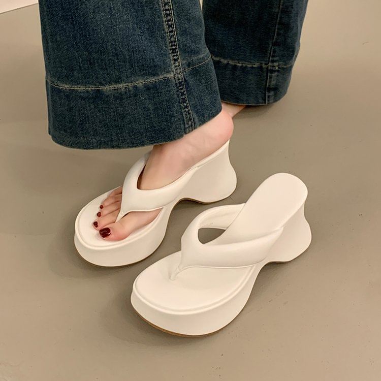 Wedge Flip Flops Platform Heel