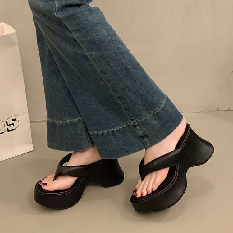 Wedge Flip Flops Platform Heel