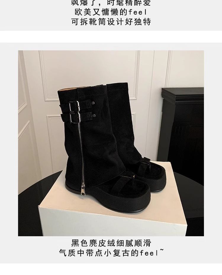 Buckled Platform Loop Toe Gladiator Sandals