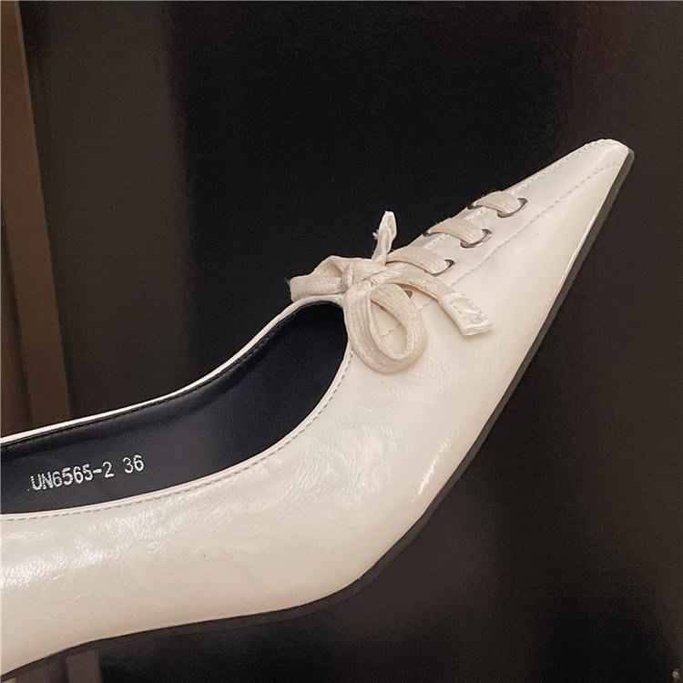 Toe Heel Pumps Lace-Up High Pointed
