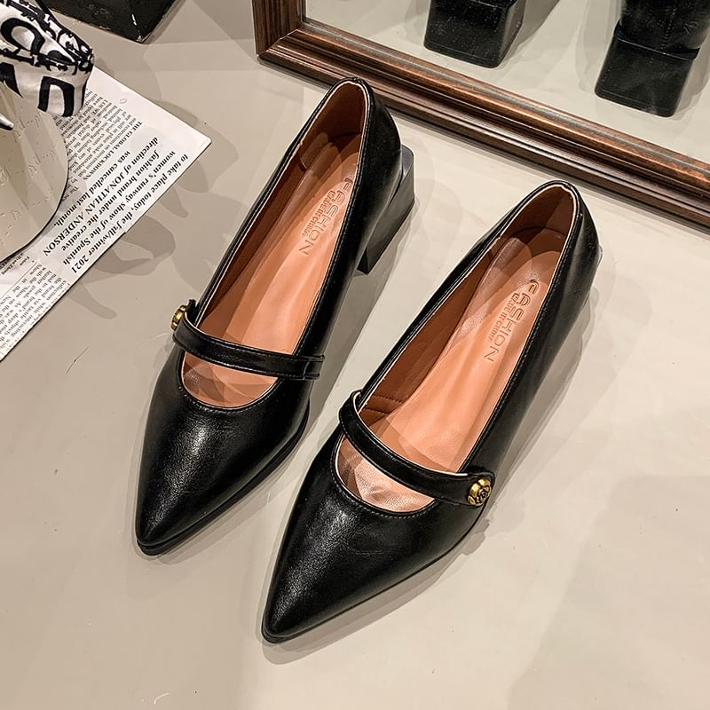Mary Pointy Chunky Shoes Heel Jane