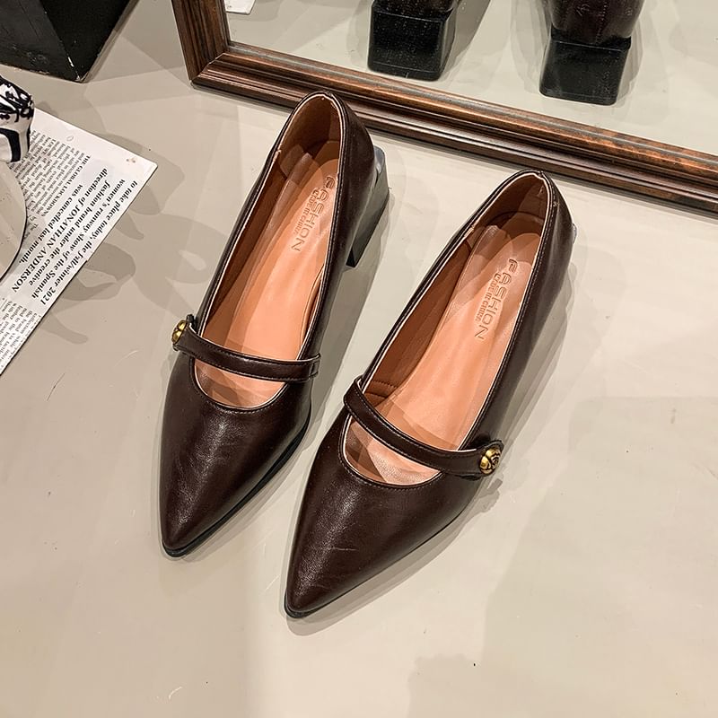 Mary Pointy Chunky Shoes Heel Jane