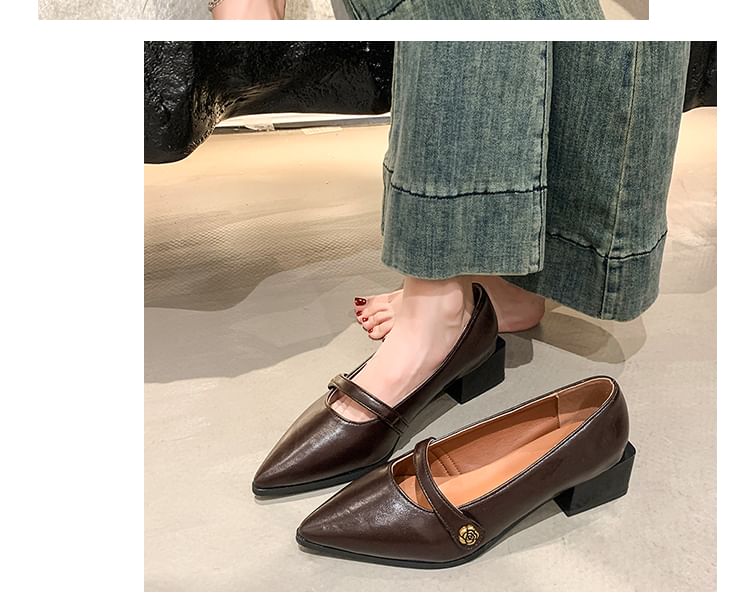 Mary Pointy Chunky Shoes Heel Jane