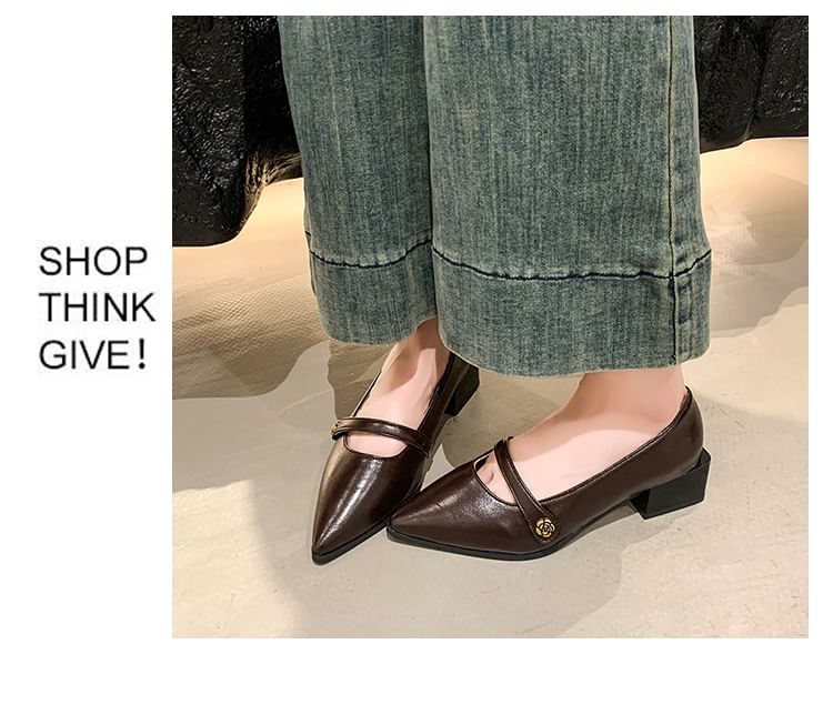 Mary Pointy Chunky Shoes Heel Jane