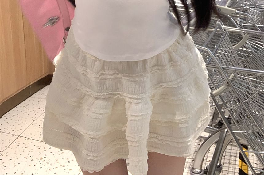 Crop Cartoon Lace Top Cami Trim Print