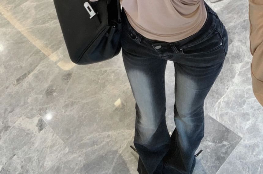 Long-Sleeve Asymmetrical Blouse Plain Ruched Off-Shoulder Neck