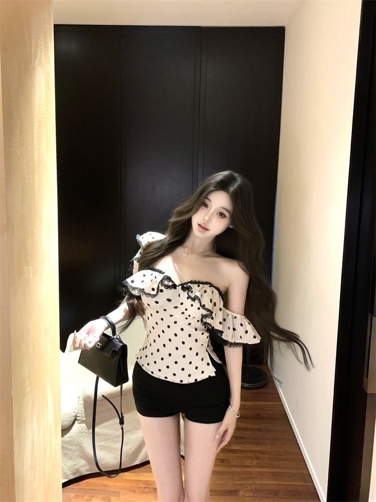 Slim Tank Dotted Top Lace Maxi Sheath Ruffle Cap-Sleeve / Fit Dress Trim