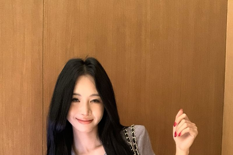 Waist Pants / Tee Hot High Plain Short-Sleeve Half-Buttoned Collared Slim Fit