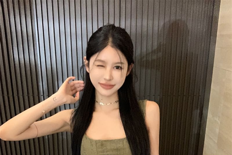 Top Asymmetrical Jacquard Frayed Neck Scoop Peplum Tank