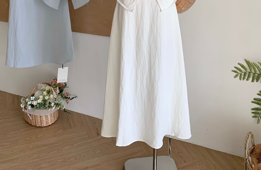 Set: Midi Top Skirt Camisole Plain Rise A-Line Front-Slit Trim High Lace +