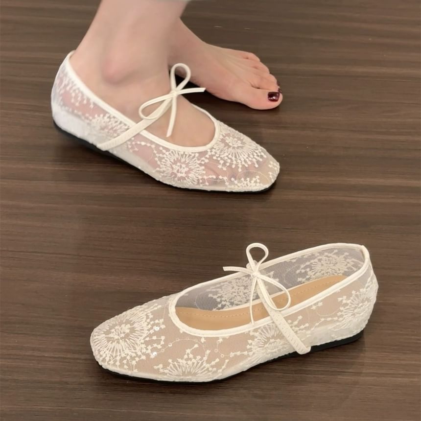 Shoes Flat Jane Mary Bow Mesh