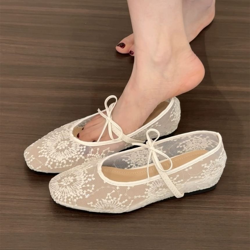 Shoes Flat Jane Mary Bow Mesh