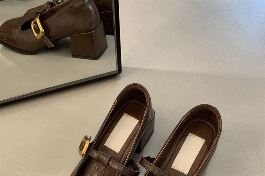 Heel Square Toe Jane Shoes Mary Chunky