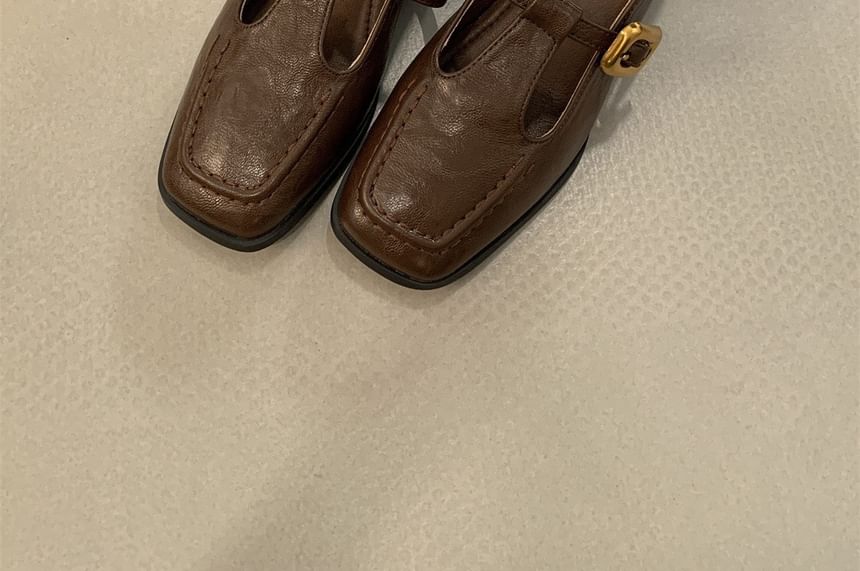 Heel Square Toe Jane Shoes Mary Chunky