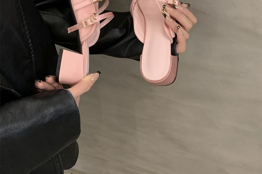 Chunky Bow Mules Jane Heel Toe Pointed Mary
