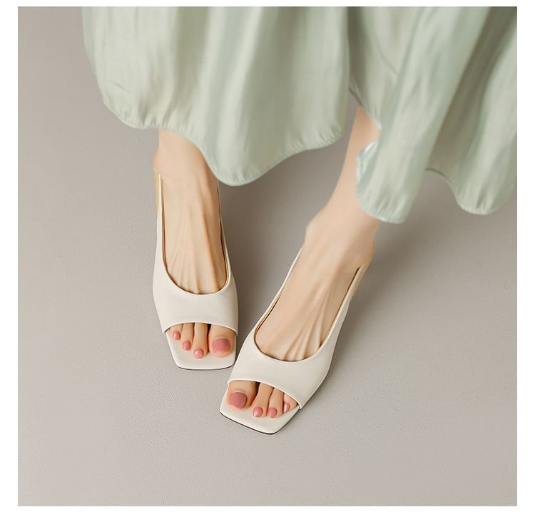 Peep Kitten Slingback Sandals Heel Toe