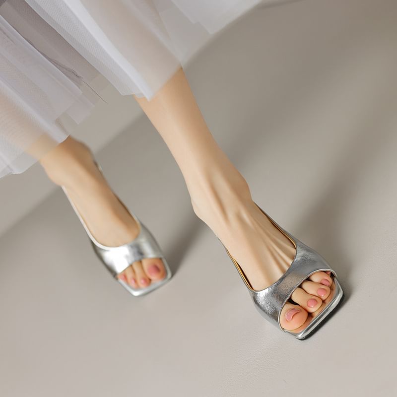Peep Kitten Slingback Sandals Heel Toe