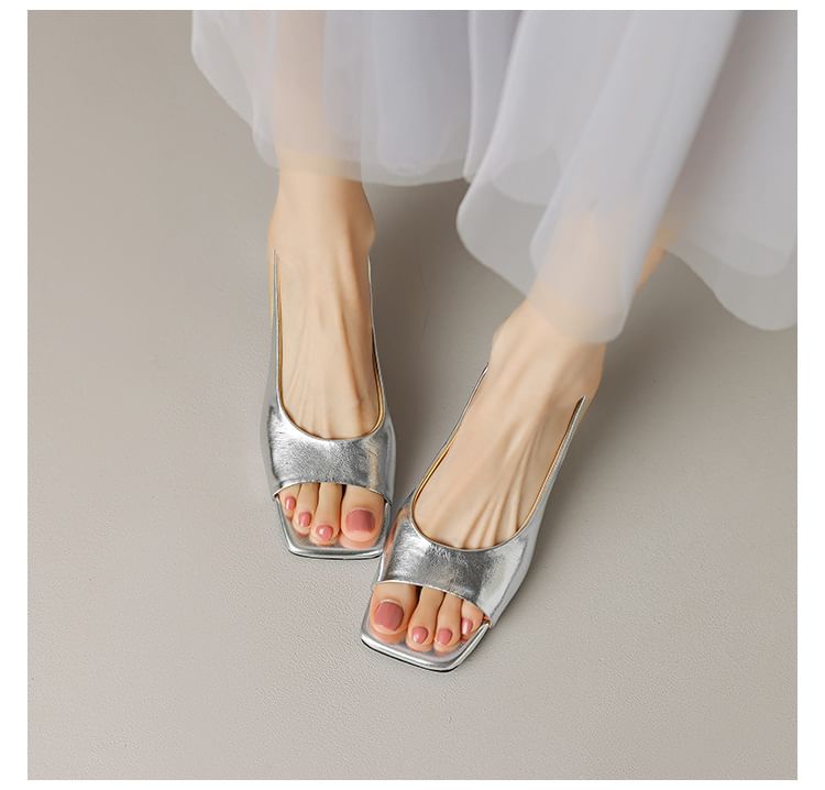 Peep Kitten Slingback Sandals Heel Toe