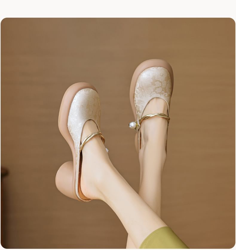 Mules Jane Chunky Platform Heel Floral Mary