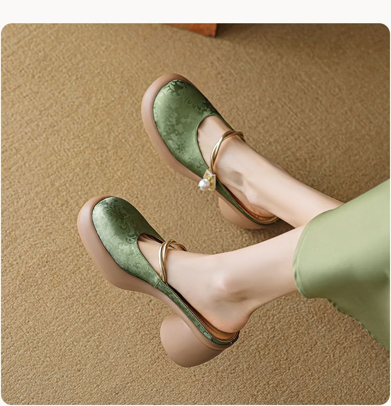 Mules Jane Chunky Platform Heel Floral Mary