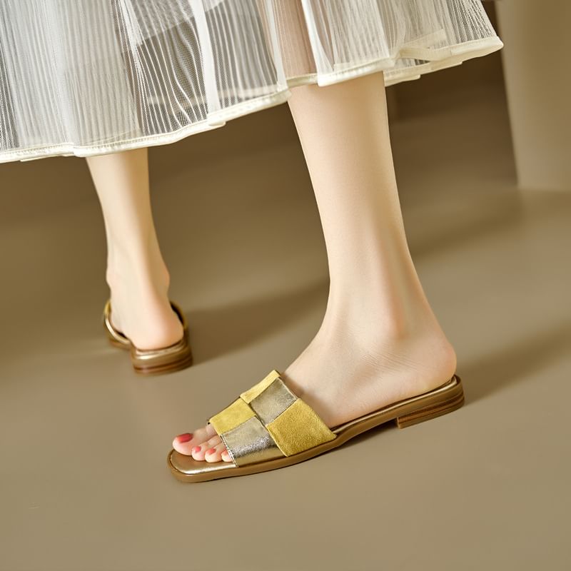 Sandals Checkerboard Flat Slide