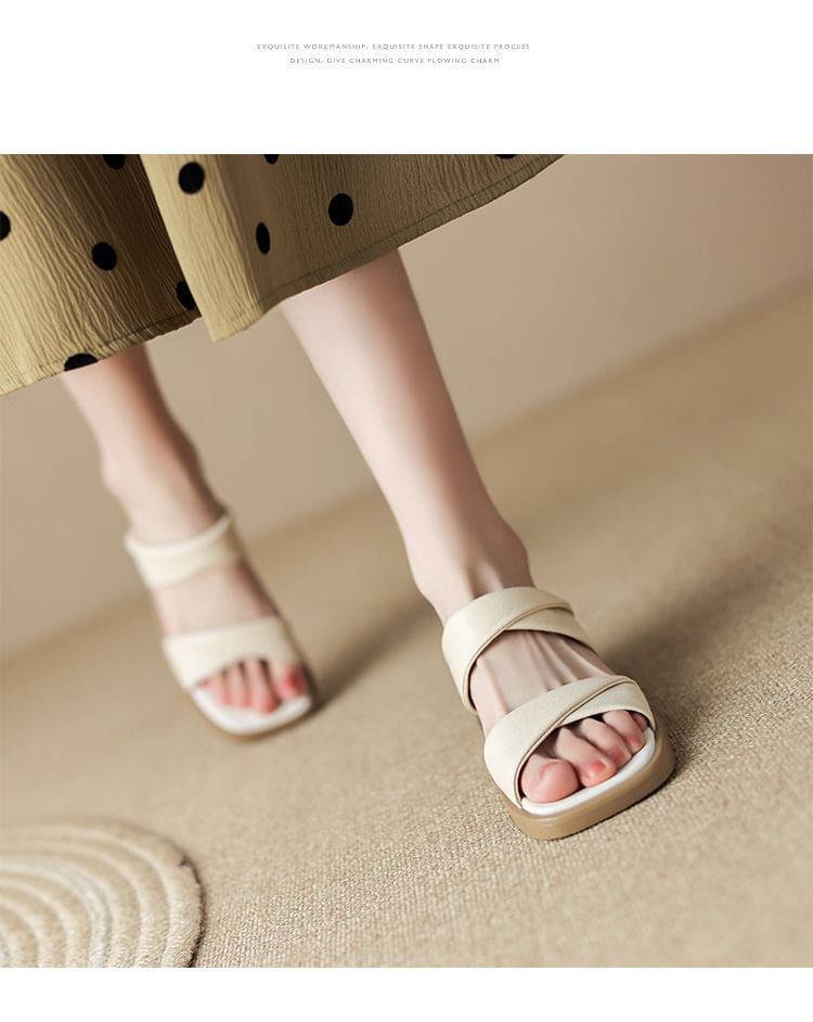 Chunky Heel Sandals Slide