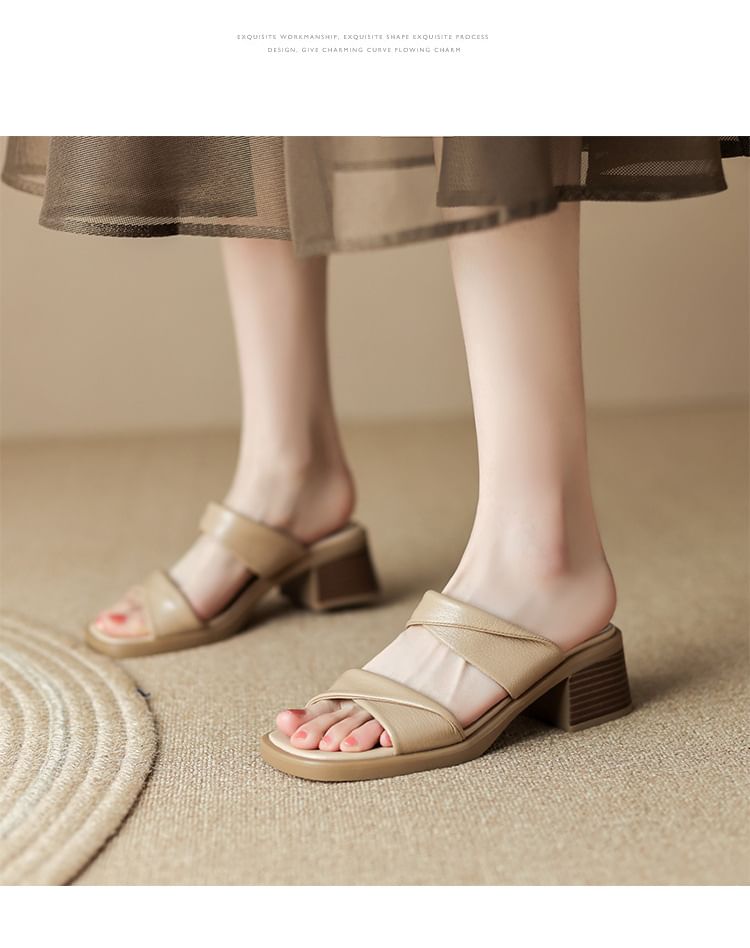 Chunky Heel Sandals Slide