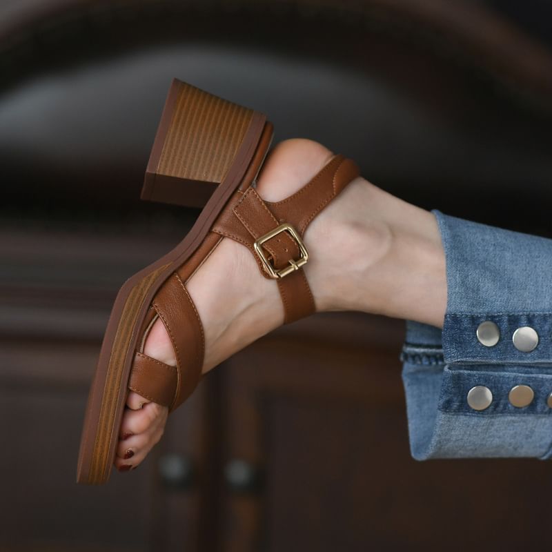 Ankle Heel Strap Chunky Sandals Gladiator