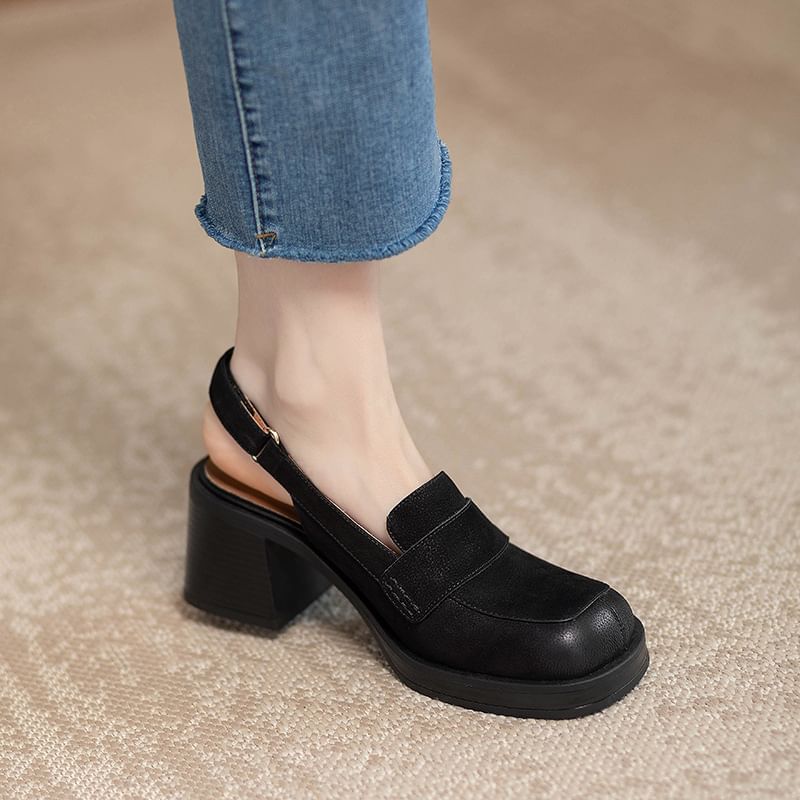 Sandals Slingback Chunky Heel