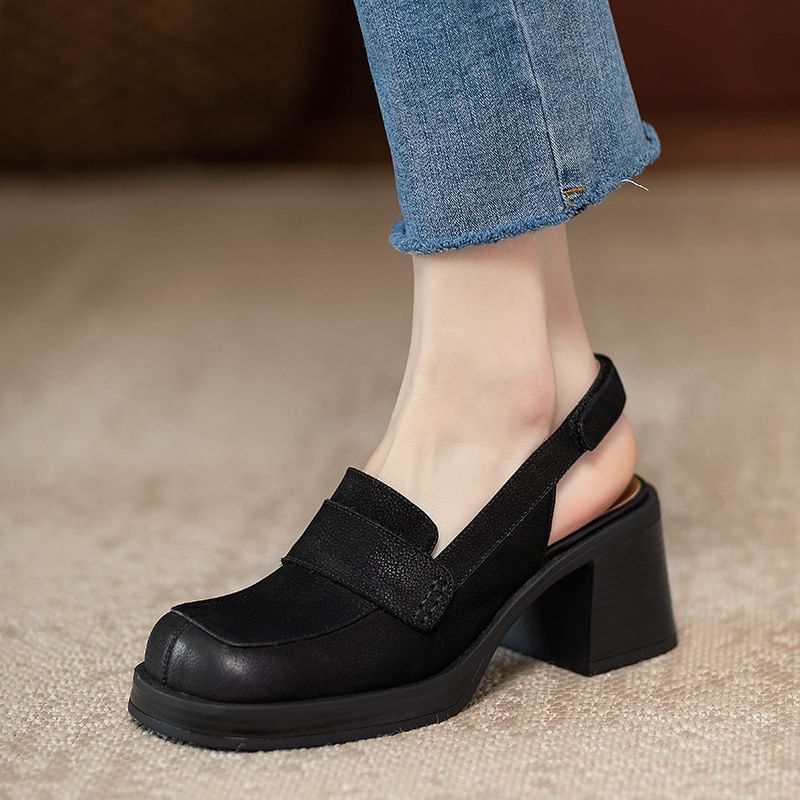 Sandals Slingback Chunky Heel