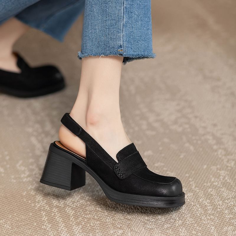 Sandals Slingback Chunky Heel