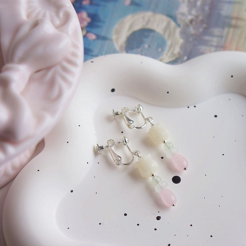 Clip-On Earring Beaded Drop / Flower Hook