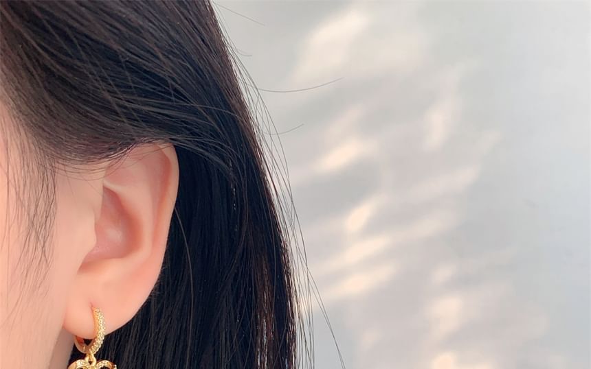 Faux Pearl Rhinestone Huggie Drop Bow Earring