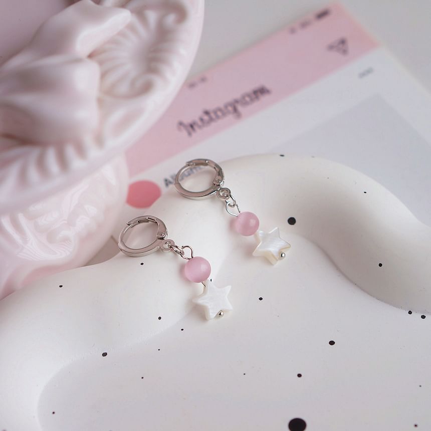 Drop Huggie Earring Star Beaded