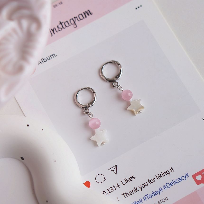 Drop Huggie Earring Star Beaded