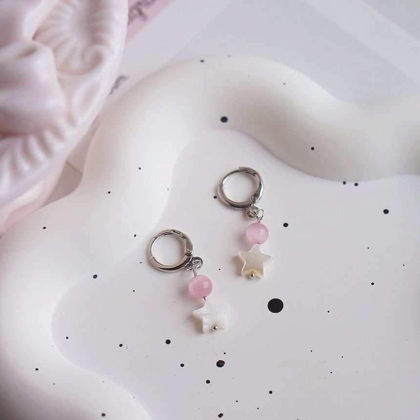 Drop Huggie Earring Star Beaded