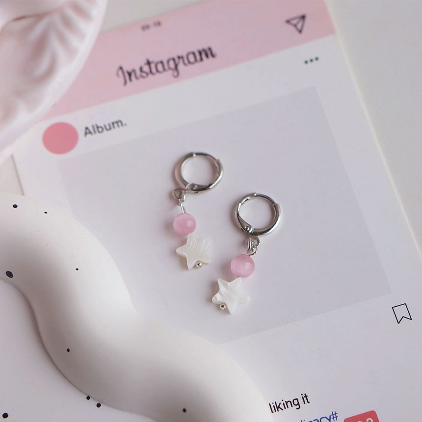 Drop Huggie Earring Star Beaded