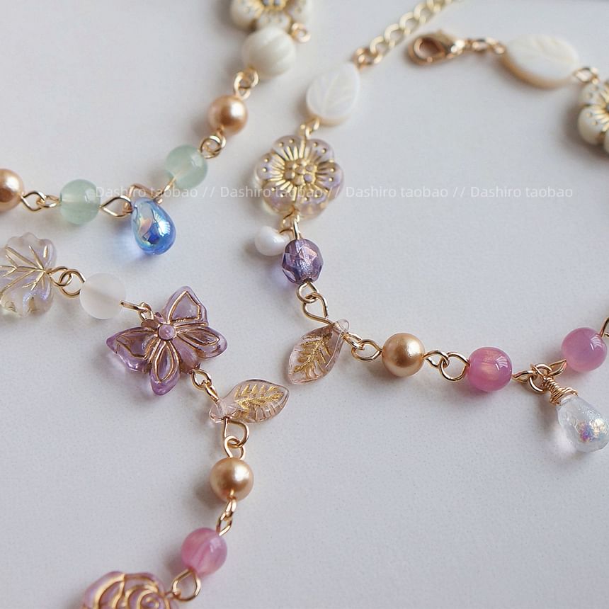 Beaded Gemstone Bracelet Flower