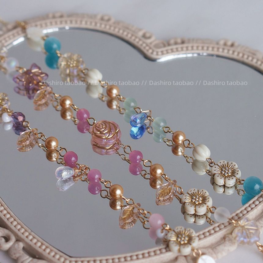 Beaded Gemstone Bracelet Flower
