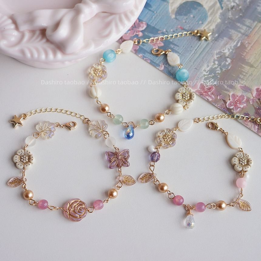 Beaded Gemstone Bracelet Flower