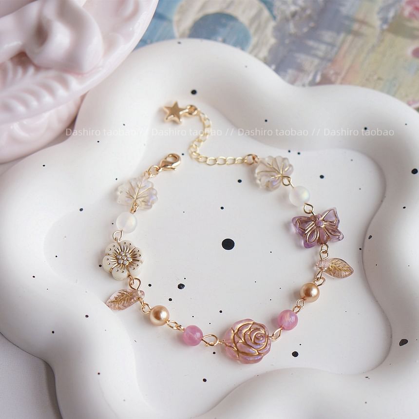 Beaded Gemstone Bracelet Flower