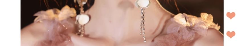 Strap Evening Glitter Gown Wide A-Line Floral