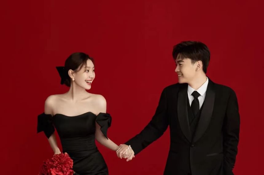 Gown A-Line Bow Puff-Sleeve Off-Shoulder Evening